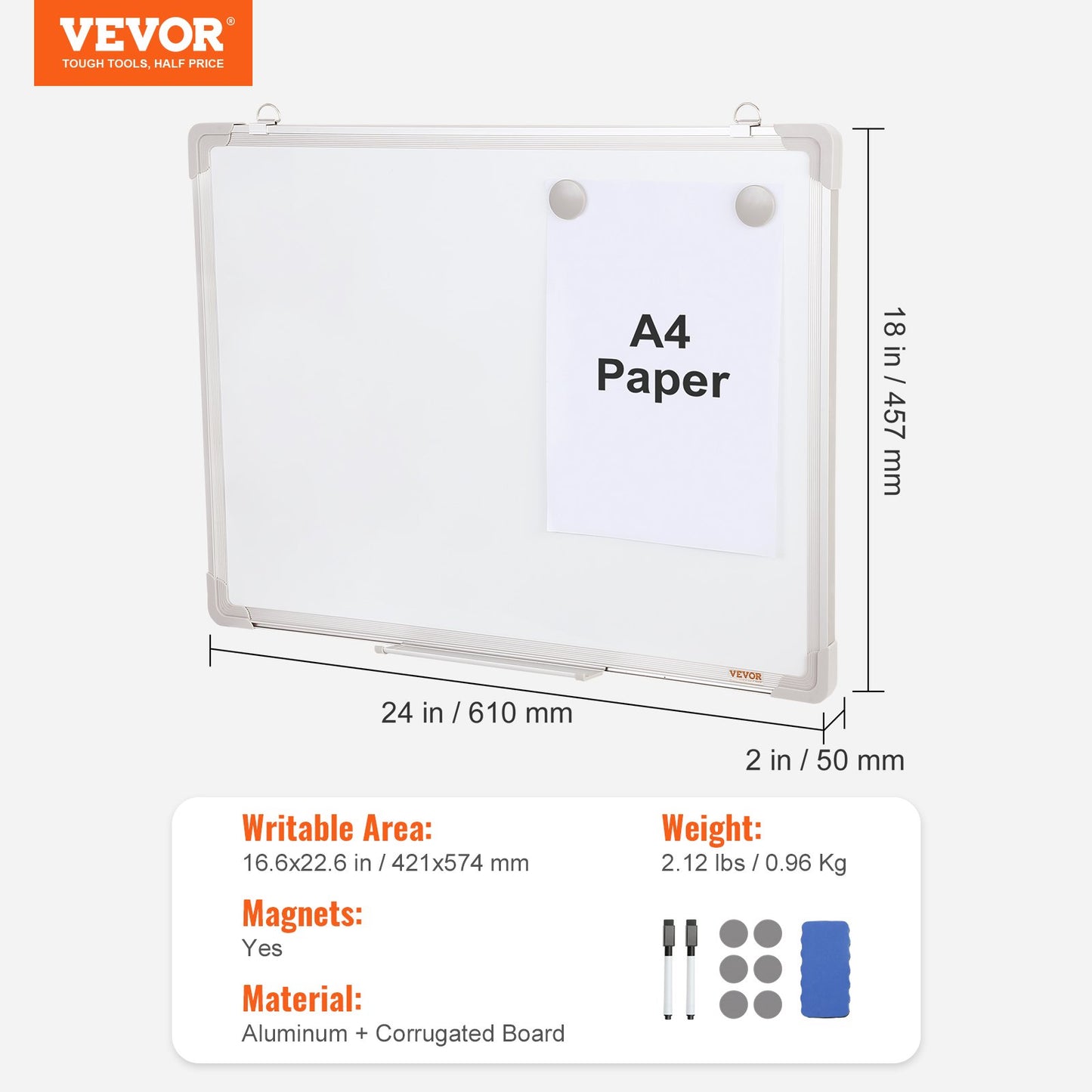 UCR Magnetic Whiteboard 24 x 18 Inches