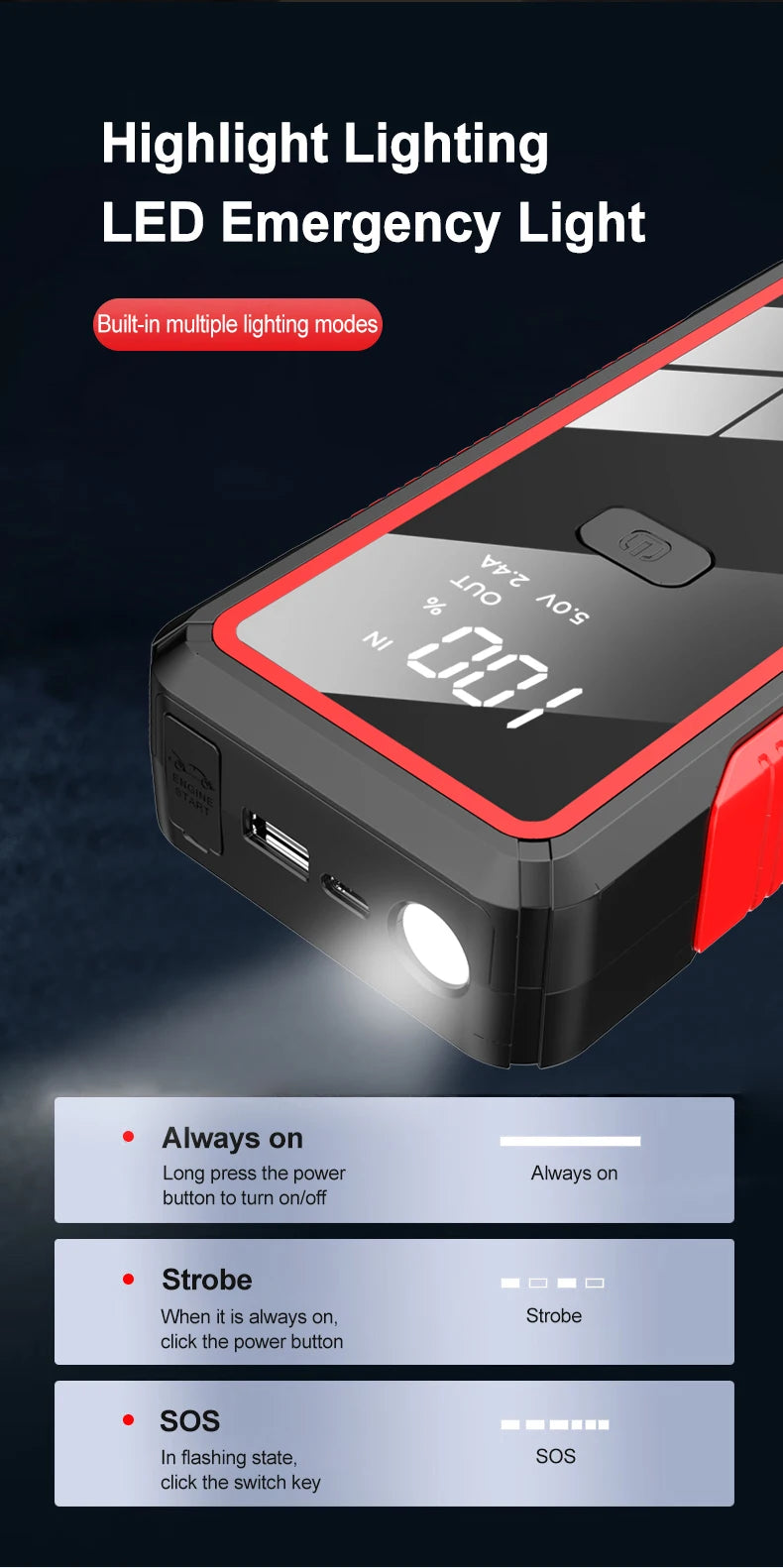 UCR EAFC 2000A Car Battery Jump Starter and Booster