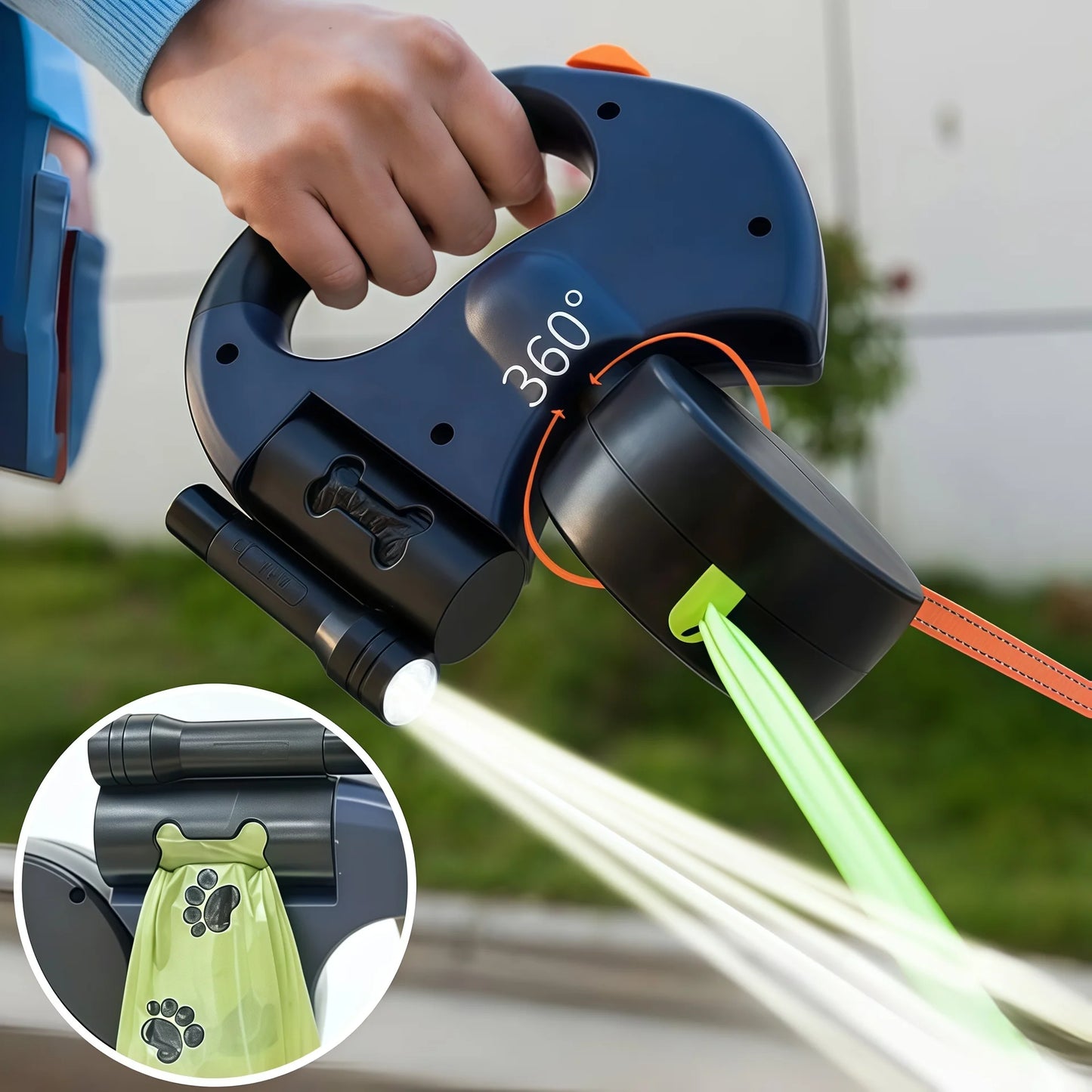 UCR Dual 3m Dog Retractable Reflective Leash with Auto-Untangle 360 Swivel & LED Light™