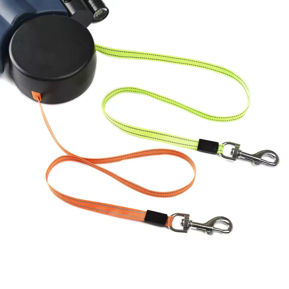 UCR Dual 3m Dog Retractable Reflective Leash with Auto-Untangle 360 Swivel & LED Light™